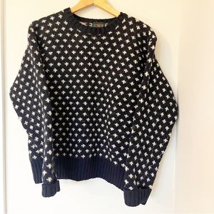 J.CREW vintage 100% wool black and cream sweater sz. XL